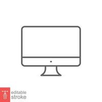 Monitor line icon. Simple outline style. Screen, tv, desktop computer display concept. Vector illustration isolated on white background. Editable stroke EPS 10.