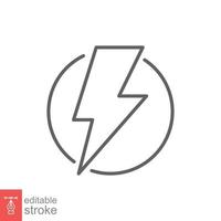 Energy line icon. Simple outline style for web and app. Power, charge, electricity, battery, lightning concept. Vector illustration isolated on white background. Editable stroke EPS 10.