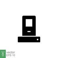 teléfono unión cósmica estación icono. sencillo sólido estilo para web y aplicación negro silueta, glifo símbolo. vector ilustración aislado en blanco antecedentes. editable carrera eps 10