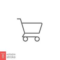 Shopping cart icon. Simple line style for web template and app. Shop, retail, trolley, basket, bag, store, online, buy, vector illustration design on white background. Editable stroke EPS 10.