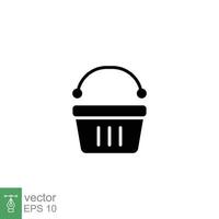 Shopping basket icon. Simple solid style for web template and app. Black silhouette symbol. Shop, cart, purchase, buy, retail, vector illustration design on white background. EPS 10.