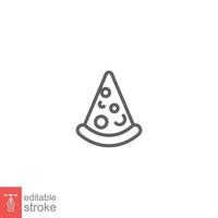 Pizza slice line icon. Simple outline style. Pizza, fast food, junk food, take way, kitchen, restaurant concept. Vector illustration isolated on white background. Editable stroke EPS 10.