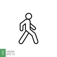 Walk line icon. Simple outline style. Pedestrian, man, pictogram, human, side, walkway concept symbol. Vector illustration isolated on white background. EPS 10.