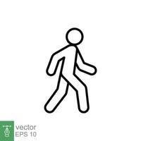 Walk line icon. Simple outline style. Pedestrian, man, pictogram, human, side, walkway concept symbol. Vector illustration isolated on white background. EPS 10.