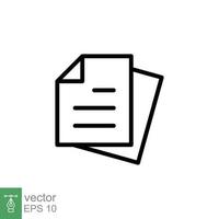 Document line icon. Simple outline style. Note, information, paper, sheet, pictogram, contract, copy concept. Page file, list text vector illustration isolated for web design. EPS 10.