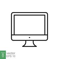 Monitor line icon. Simple outline style. Screen, tv, desktop computer display concept. Vector illustration isolated on white background. EPS 10.