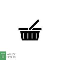 Shopping basket icon. Simple solid style for web template and app. Black silhouette symbol. Shop, cart, purchase, buy, retail, vector illustration design on white background. EPS 10.