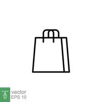 Shopping bag icon. Simple outline style. Paper bag line symbol. Shop, cart, store, online, purchase, buy, retail, vector illustration design on white background. EPS 10.