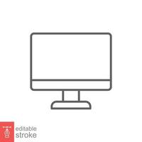 monitor línea icono. sencillo contorno estilo. pantalla, televisor, escritorio computadora monitor concepto. vector ilustración aislado en blanco antecedentes. editable carrera eps 10