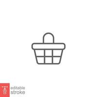 Shopping basket icon. Simple line style for web template and app. Shop, cart, bag, store, online, purchase, buy, retail, vector illustration design on white background. Editable stroke EPS 10.