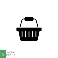 Shopping basket icon. Simple solid style for web template and app. Black silhouette symbol. Shop, cart, purchase, buy, retail, vector illustration design on white background. EPS 10.