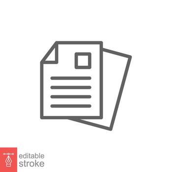 Document line icon. Simple outline style. Note, information, paper, sheet, pictogram, contract, copy concept. Page file, list text vector illustration isolated for web design. Editable stroke EPS 10.