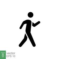 caminar icono. sencillo sólido estilo. peatonal, caminando hombre, pictograma, humano, lado, pasarela concepto. negro silueta, glifo símbolo. vector ilustración aislado en blanco antecedentes. eps 10