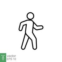 Walk line icon. Simple outline style. Pedestrian, man, pictogram, human, side, walkway concept symbol. Vector illustration isolated on white background. EPS 10.