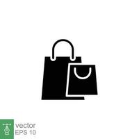 Paper bags icon. Simple solid style. Black silhouette, glyph symbol. Shop, cart, store, online, purchase, buy, retail, vector illustration design on white background. EPS 10.