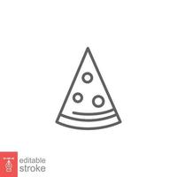 Pizza slice line icon. Simple outline style. Pizza, fast food, junk food, take way, kitchen, restaurant concept. Vector illustration isolated on white background. Editable stroke EPS 10.