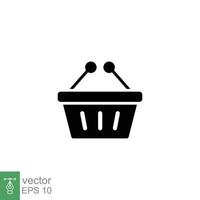 Shopping basket icon. Simple solid style for web template and app. Black silhouette symbol. Shop, cart, purchase, buy, retail, vector illustration design on white background. EPS 10.