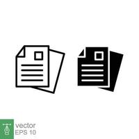 Document line and solid icon. Outline and glyph symbol. Note, information, paper, sheet, pictogram, contract, copy concept. Page file, list text vector illustration isolated for web design. EPS 10.