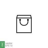 Shopping bag icon. Simple outline style. Paper bag line symbol. Shop, cart, store, online, purchase, buy, retail, vector illustration design on white background. EPS 10.