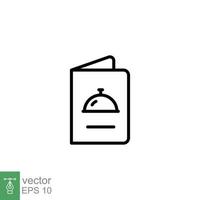 Food menu card icon. Simple outline style. Booklet, menu book, restaurant concept. Thin line symbol. Vector illustration isolated on white background. EPS 10.