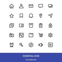 User interface icon pack in outline style vector, essential icon vector