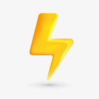 Realistic 3d design In plastic cartoon style yellow thunder lightning stop, danger vector icon