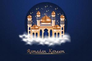 islamic ramadan kareem background with mosque vector