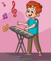 niños jugando el piano dibujos animados vector