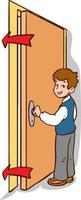 student closing the door cartoon vector