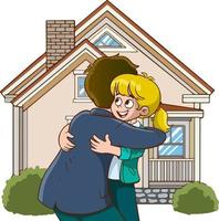 father daughter hugging cartoon vector