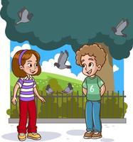 kids talking in the park cartoon vector