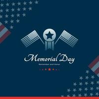 USA Memorial Day Greeting Card Banner Poster for Honoring All Who Served Vector Illustration