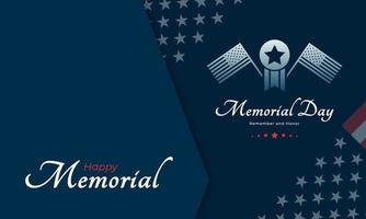 USA Memorial Day Greeting Card Banner Poster for Honoring All Who Served Vector Illustration