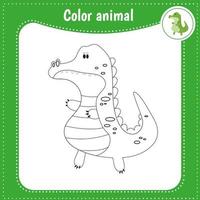 Cute cartoon animal - coloring page for kids. Educational Game for Kids. Vector illustration. Color alligator