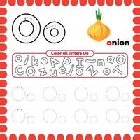 Alphabet Tracing Worksheet with letters. Writing practice letter O. vector