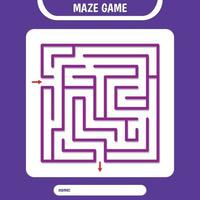 Square Maze for kids. Simple logic labyrinth game challenge. One entrance one exit. vector