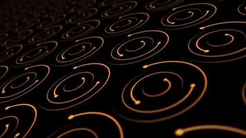 astratto sfondo animazione con un' ripetendo modello di spirale d'oro concentrico cerchi delicatamente in movimento in direzione il telecamera. Questo elegante movimento sfondo è pieno HD e un' senza soluzione di continuità ciclo continuo. video