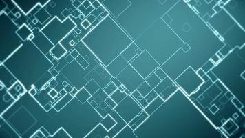 Abstract blueprint style motion background animation with gently rotating white squares and lines on teal. Suitable as a technology or architecture background. Full HD, 1920x1080 and a seamless loop. video