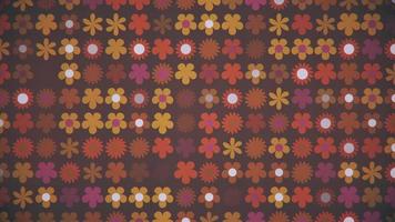 Retro 1970s floral pattern motion background animation with various cute flowers in warm vintage tones. Seamless loop. video