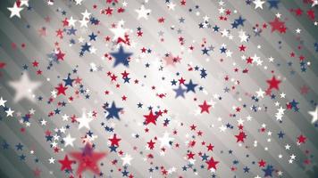 stelle e strisce - rosso, bianca e blu stella forme delicatamente galleggiante passato il telecamera - looping, pieno HD americano, Stati Uniti d'America styled movimento sfondo animazione. video