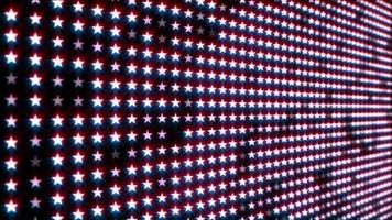 Flashing red, white and blue stars LED lights, display screen - looping, full HD, USA, American style motion background animation. video