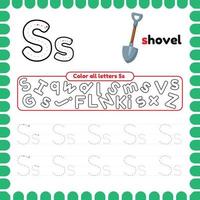 Alphabet Tracing Worksheet with letters. Writing practice letter S. vector