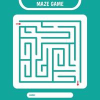 Square Maze for kids. Simple logic labyrinth game challenge. One entrance one exit. vector