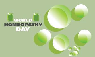 World Homeopathy day. Template for background, banner, card, poster vector