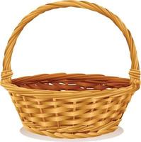 Wicker basket isolated on white background. Vector illustration