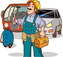 automobile mechanic man working vector illustration