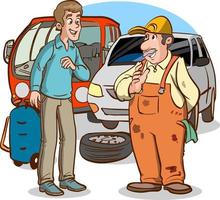 automobile mechanic man working vector illustration