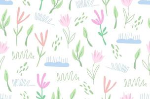 Vector seamless spring pattern with flowers for wallpaper design. Abstract decorative pattern.