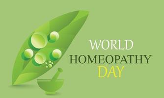 mundo homeopatía día. modelo para fondo, bandera, tarjeta, póster vector