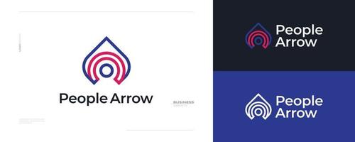 People Logo with Arrow Symbol Concept. Progress Businessman Logo Design vector